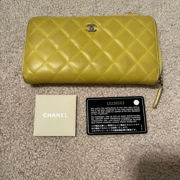 Chanel Yellow Quilted Zippy Long Wallet - Picture 9 of 10